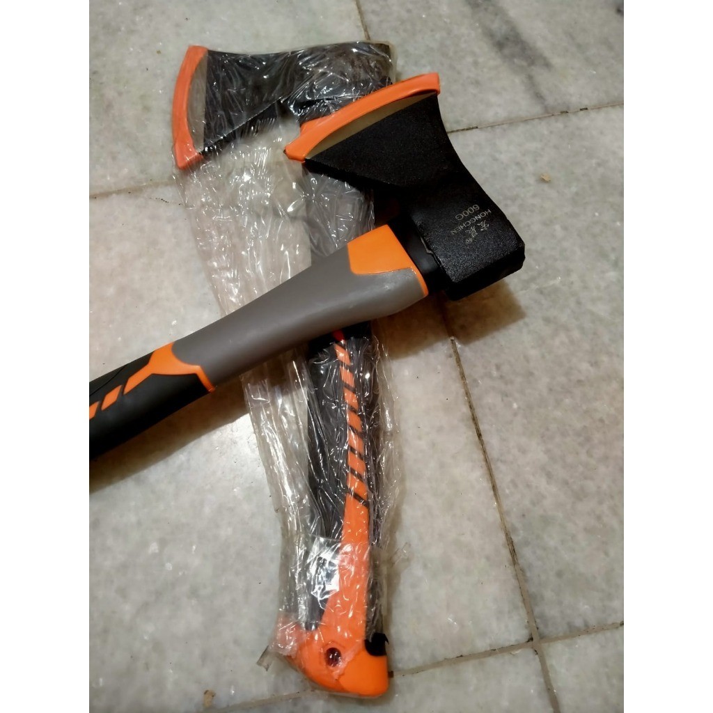Kapak Pemotong Kayu Kuat Dan Tajam /  Kapak Kayu Baja Gagang Fiber 600 Gram
