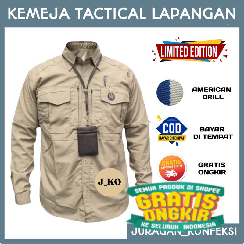 Kemeja Tactical PDL Lapangan M TAC Lengan Panjang - Baju Tactical PDL Lapangan Kerja Lengan Panjang/