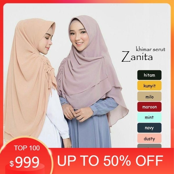 Promo - KHIMAR KERUT ZANITA PASHMINA INSTAN VANILLA HIJAB BERGO INSTAN JILBAB SYARI MURAH WANITA