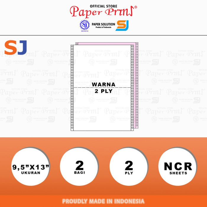 

✨BISA COD✨ -SJ Orange Kertas Continuous Form 2PLY NCR Folio 9,5" x 13"/2 (Bagi 2)