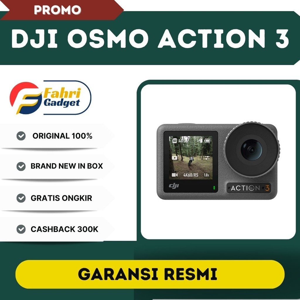 DJI Osmo Action 3 Adventure Combo/Standard Combo - Kamera Action 4K 120fps, Dilengkapi Layar Sentuh 