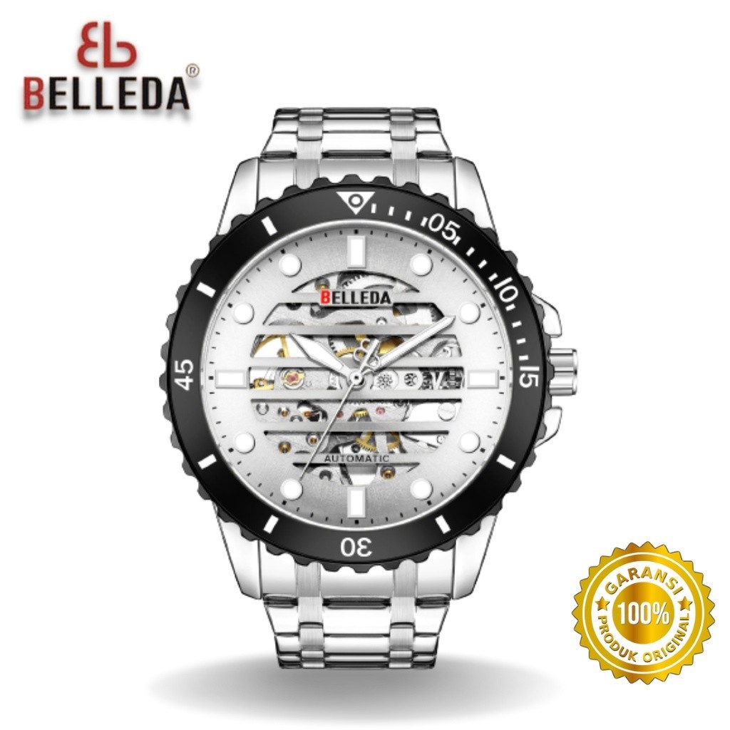 Buy 1 Get 1 BELLEDA 9352-1 Mekanik Otomatis Jam Tangan Pria Stainless Steel Original