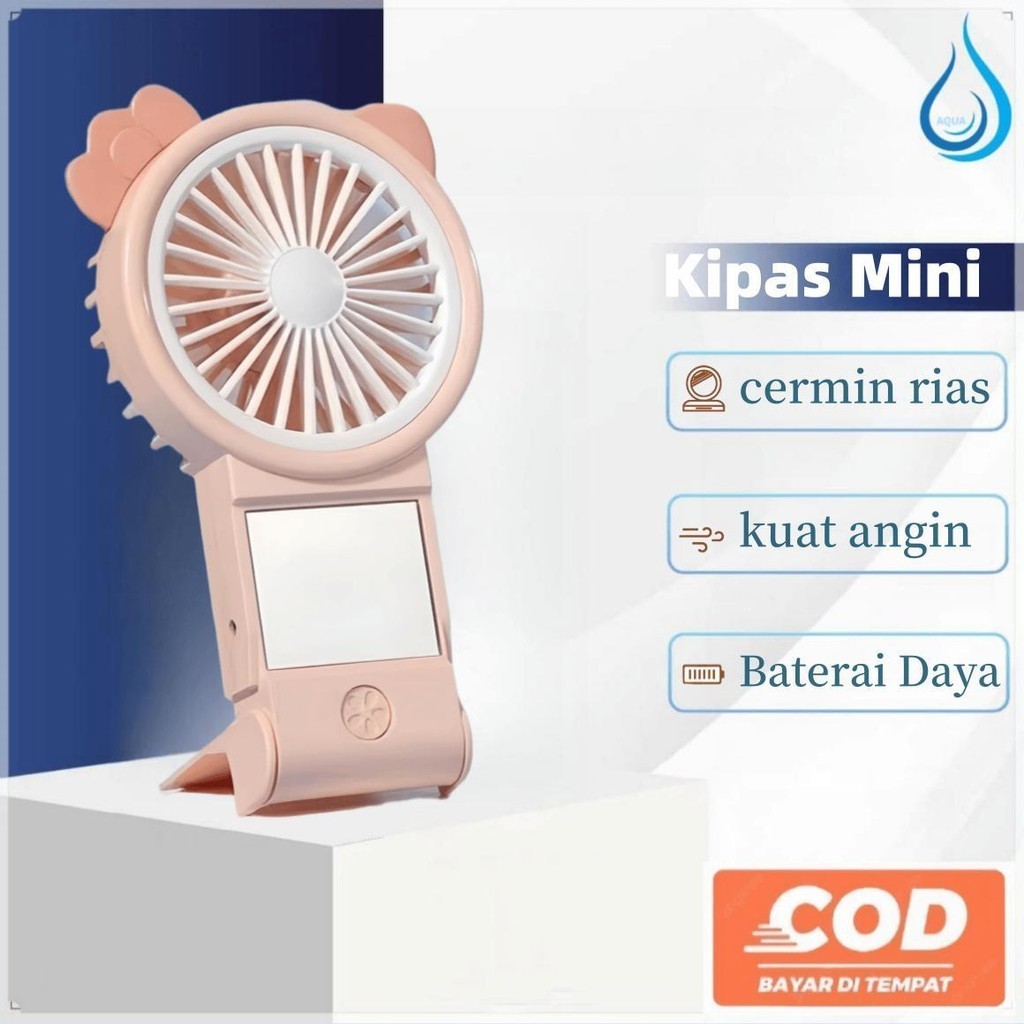 

【AQUA】Kipas Mini Genggam Kipas Mini Kreatif dengan Cermin Kosmetik Kecantikan Kipas Mini Isi Ulang USB MiNi FAN