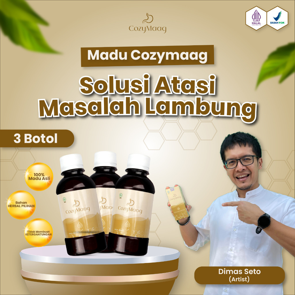 

COZYMAAG Madu Obat Sakit Maag Mengatasi Perut Kembung Asam Lambung Ukuran 250 mg x 3 botol