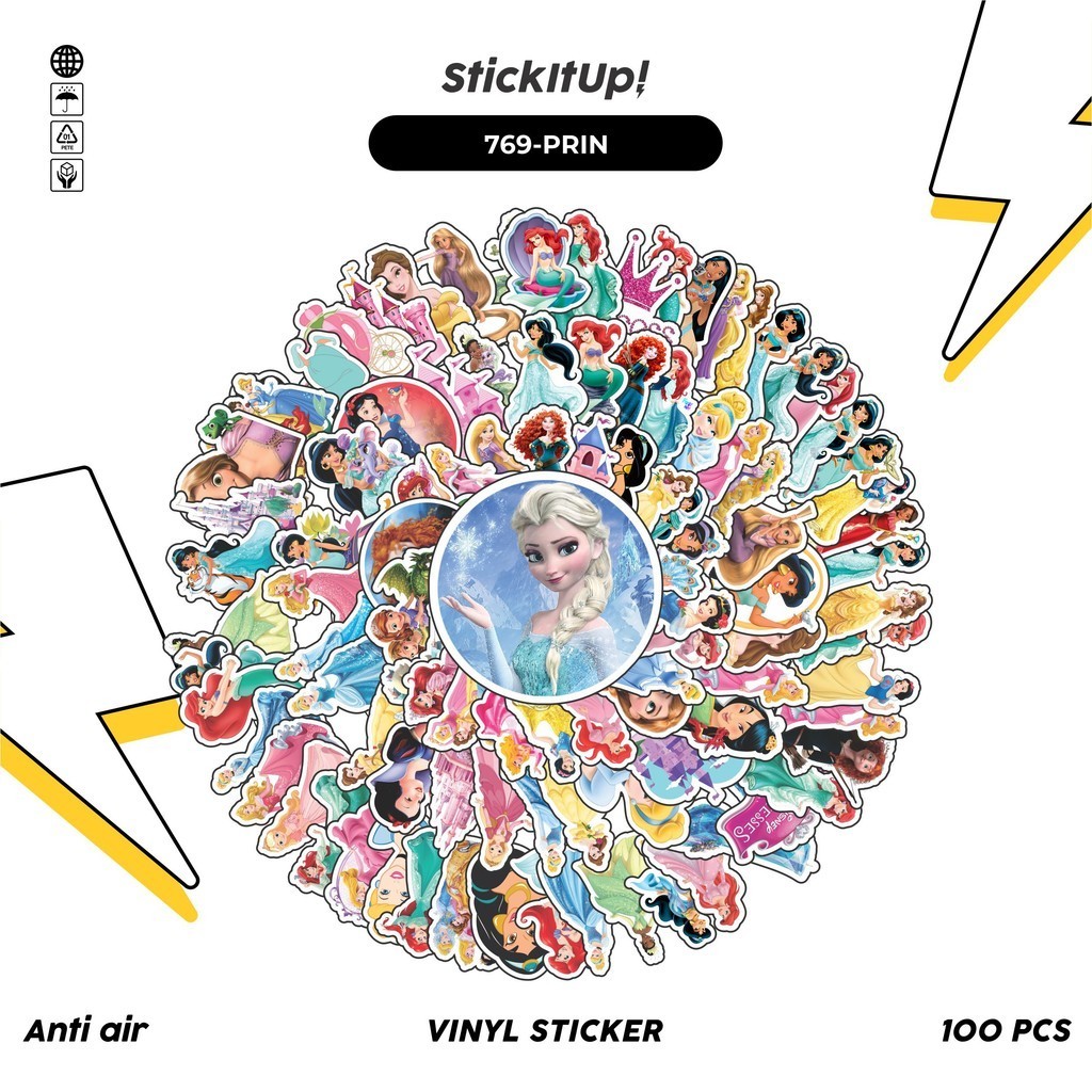 

COD✨ 100 Pcs Stiker Pack Princess V2 Lucu Aesthetic Vynil Waterproof untuk Freebies Sticker Buku Journal Casing HP Laptop
