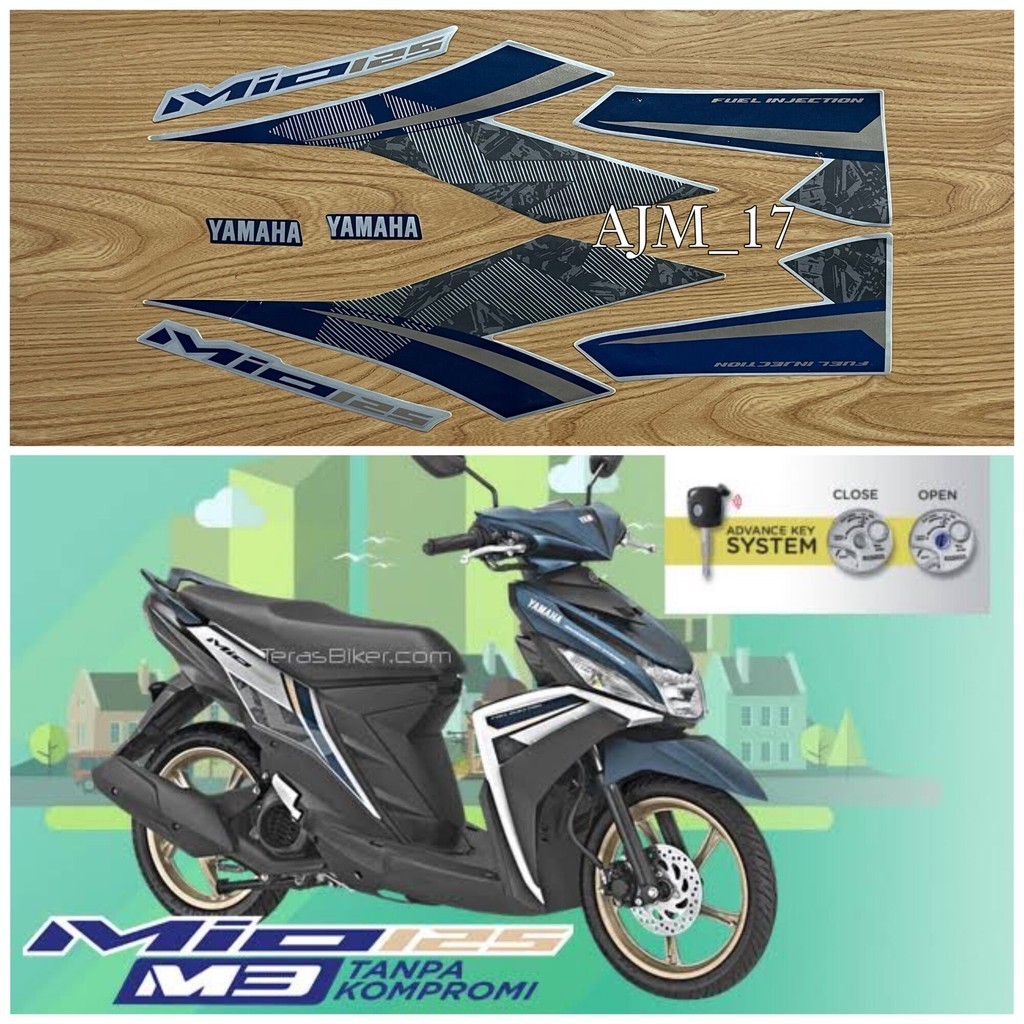 STIKER STRIPING MOTOR MIO M3 2018 SILVER BIRU