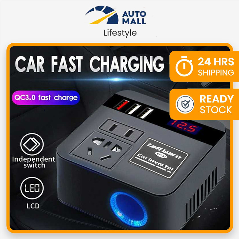Inverter DC ke AC Power Mobil Car Colokan USB Charger Mobil DC 12V 24V ke AC 220V 3 USB