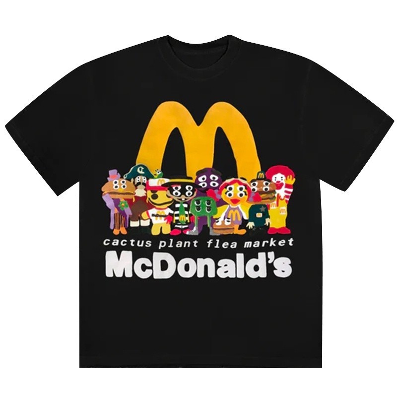 original design CPFM McDonald s joint smiling face burger casual foaming short-sleeved T-shirts