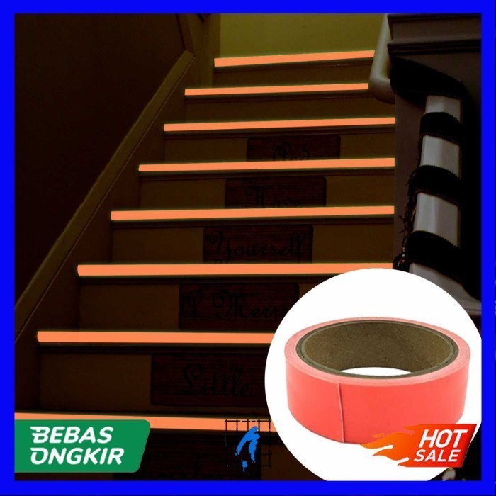 

Lakban Glow in the Dark Isolasi Selotip Stiker Fosfor Tape - Oren 5M 20mm