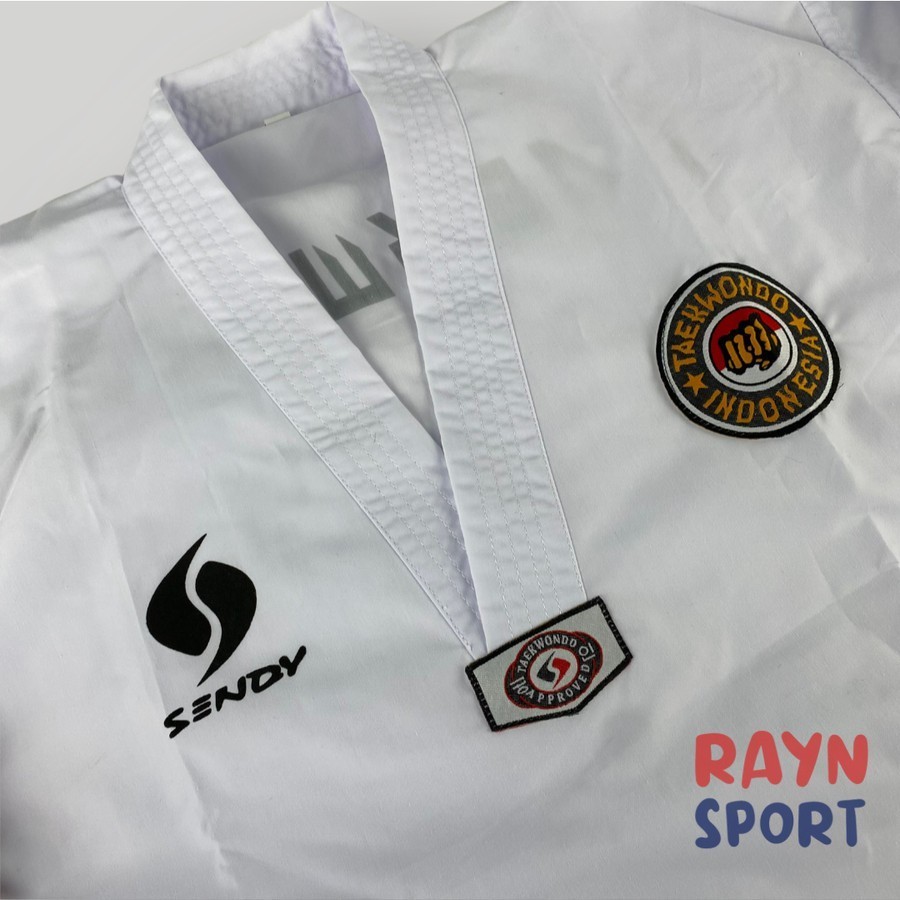 Baju Taekwondo Dobok SENDY Seragam Pemula Basic Kerah Putih Original