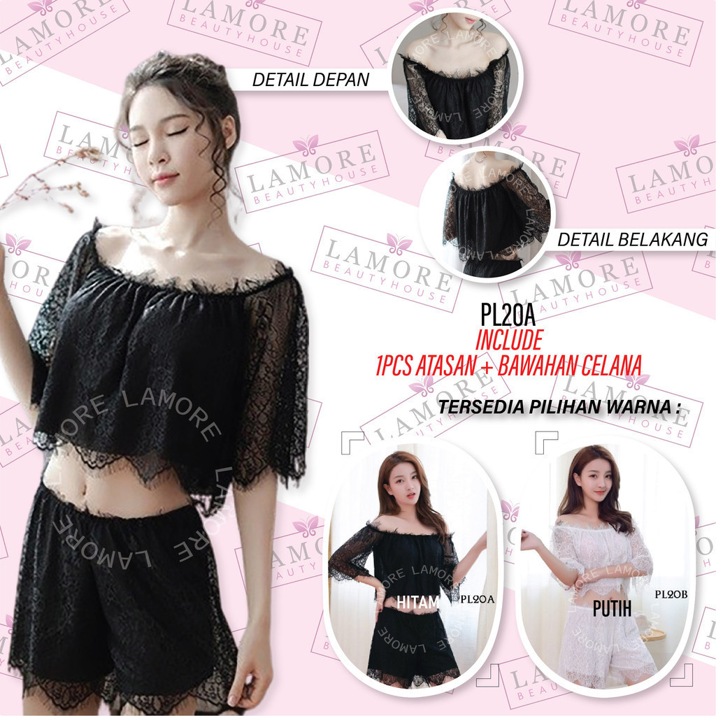 Baju Tidur Lingerie Sleepwear Lace Brokat Premium Pl20