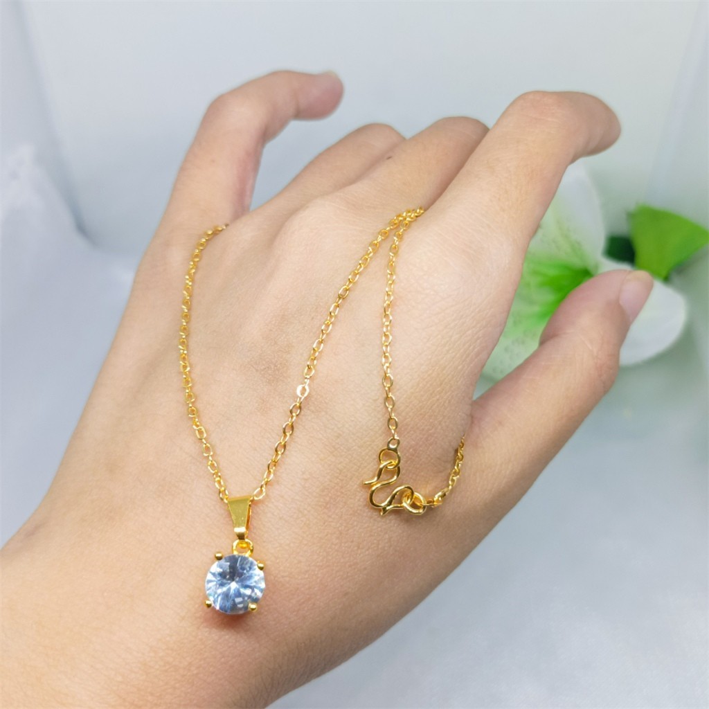 Terbaru Import Kalung Rantai Berlian Permata Titanium Melintir Yang Model Fashion Belut Mata Satu Mi