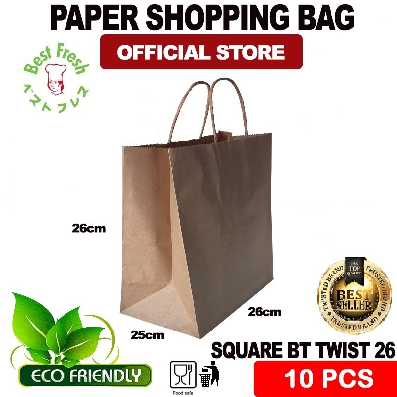 

Paper Bag Shopping SQUARE BT TWIST 26 | Tas Shopping Paper | paper Shopping Bag