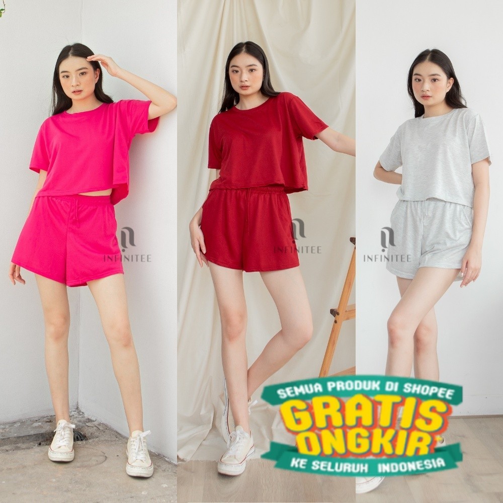 

Setelan Wanita Crop Top Set Lengan Pendek dan Celana Pendek Wanita Stelan Jumbo Wanita IF 044/ ZUMA AEROBIK LANTAI