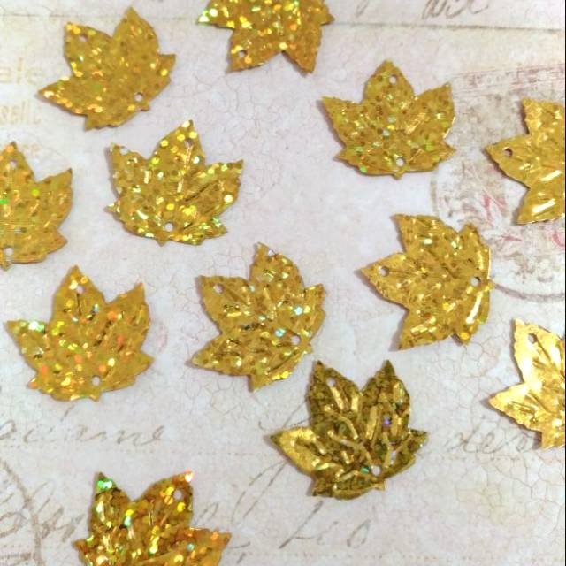 Manik shop Payet Manik Daun Pepaya Emas Laser (5 gram)