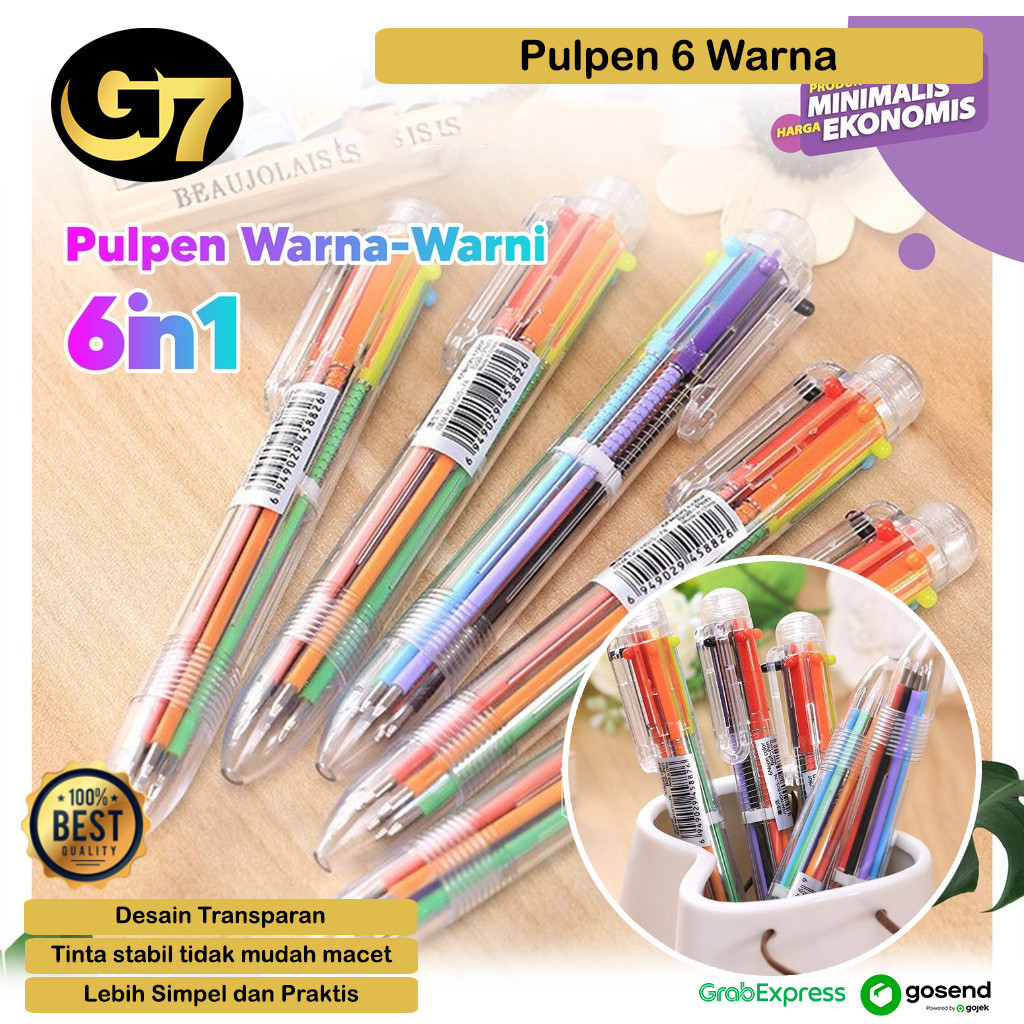 

Pulpen 6 Warna 6 in 1 Warna Warni Set Alat Tulis Sekolah Kantor Pena Balpoint 6in1 Lucu Unik Praktis Serbaguna