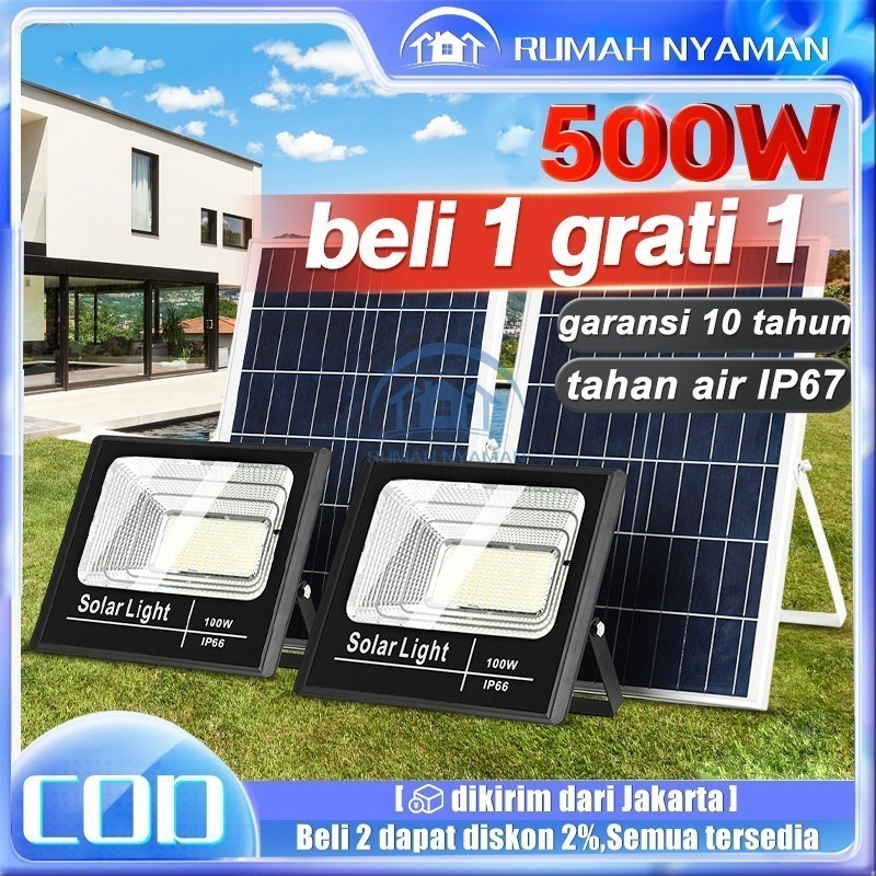 【Beli 1 gratis 1】Lampu tenaga surya outdoor otomatis Lampu solar panel Tahan air IP67 LED Lampu soro