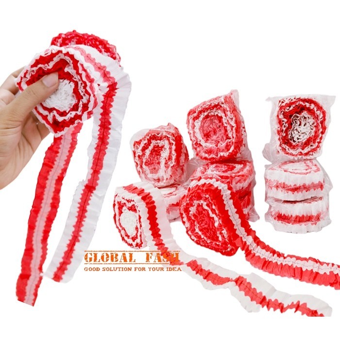 

D3v!! isi 12 kertas Krep serut merah putih / hiasan 17 agustus / kertas krep jahit hut ri merah