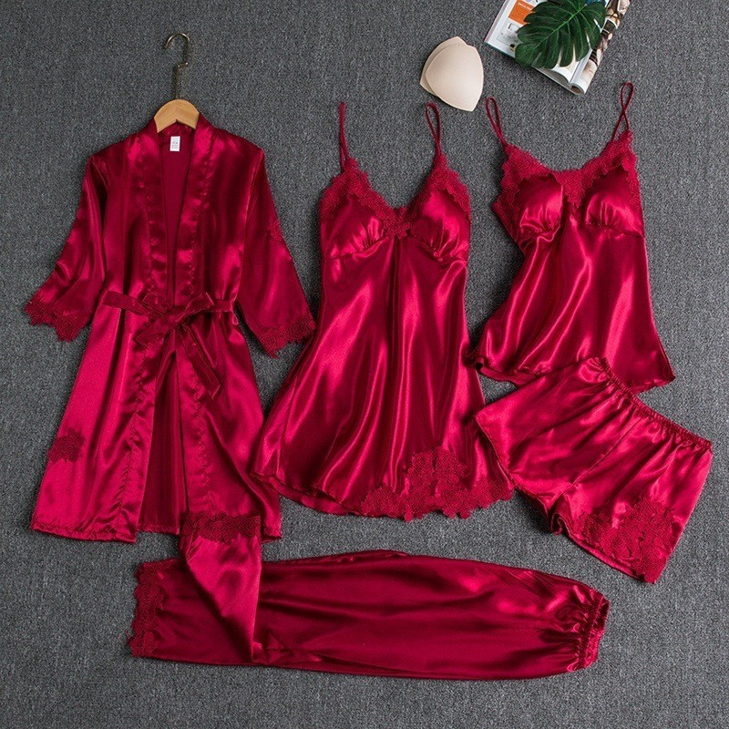 FH Baju Tidur Piyama Sexi Set Kimono5in1/Baju Tidur Wanita/Baju Tidur Sexy/Lingerie Set Kimono/Dress