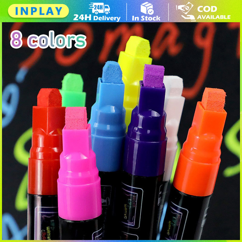 

8 Warna/Kotak Liquid Chalk / Spidol LED Khusus / Chalk Pen Fluorescent untuk Seni & Dekorasi