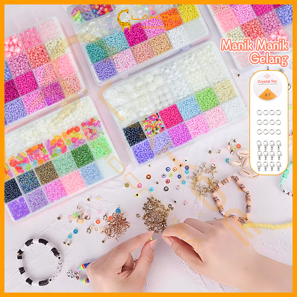 LAKOE Gelang Manik 3D Beads Set Manik Manik Pasir DIY beads kit Diy Meronce Gelang Beaded