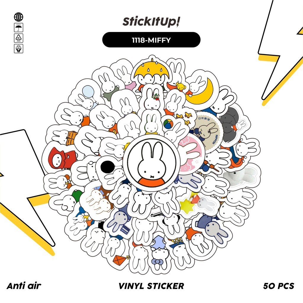 

COD✨ 100 Pcs Stiker Pack Miffy and Friends Lucu Lucu Aesthetic Vynil Waterproof untuk Freebies Sticker Buku Journal Casing HP Laptop