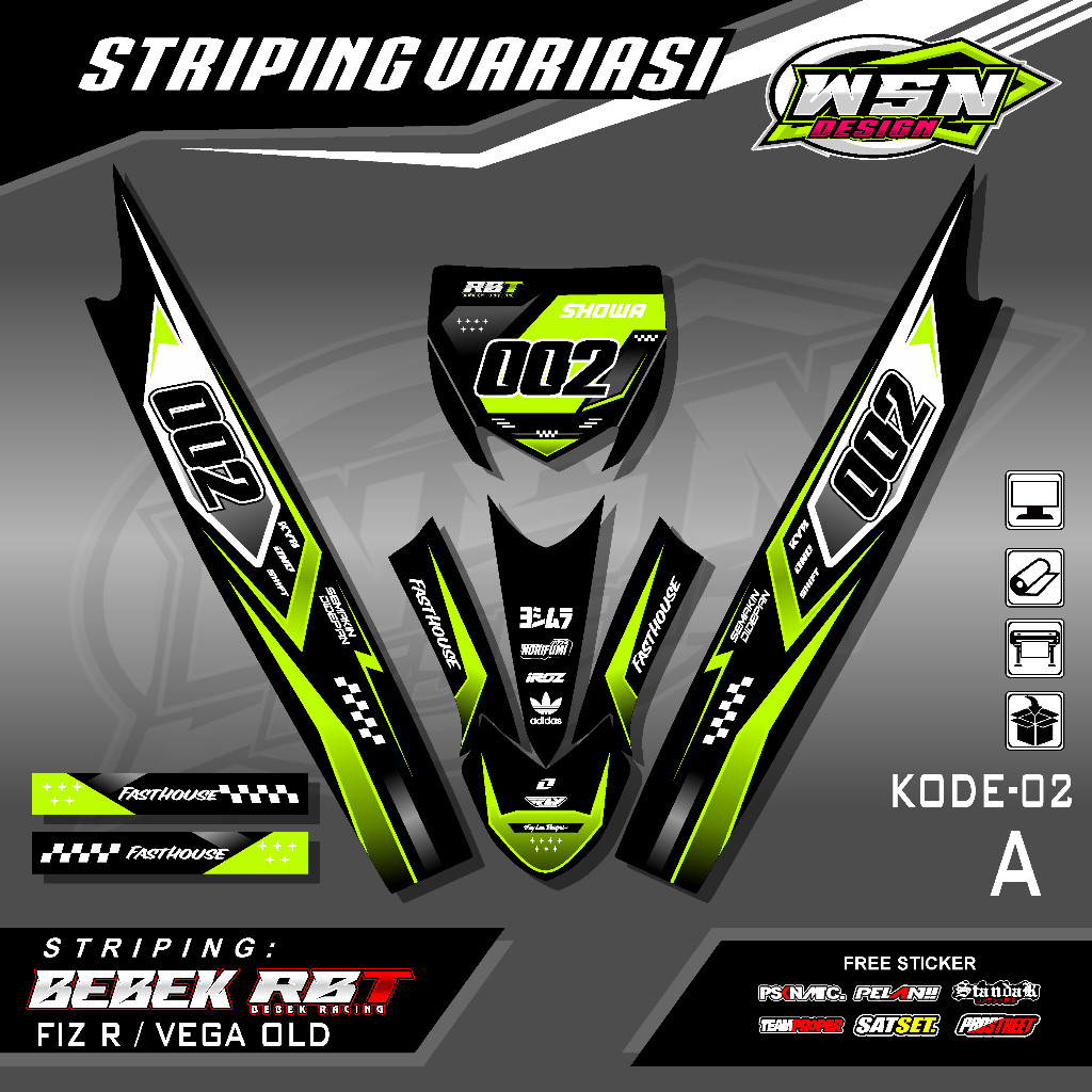 Sticker Striping  Motor Fiz R - Vega Old Rbt Bebek Modif Supermoto Desin Grafis Keren Minimalis Terb