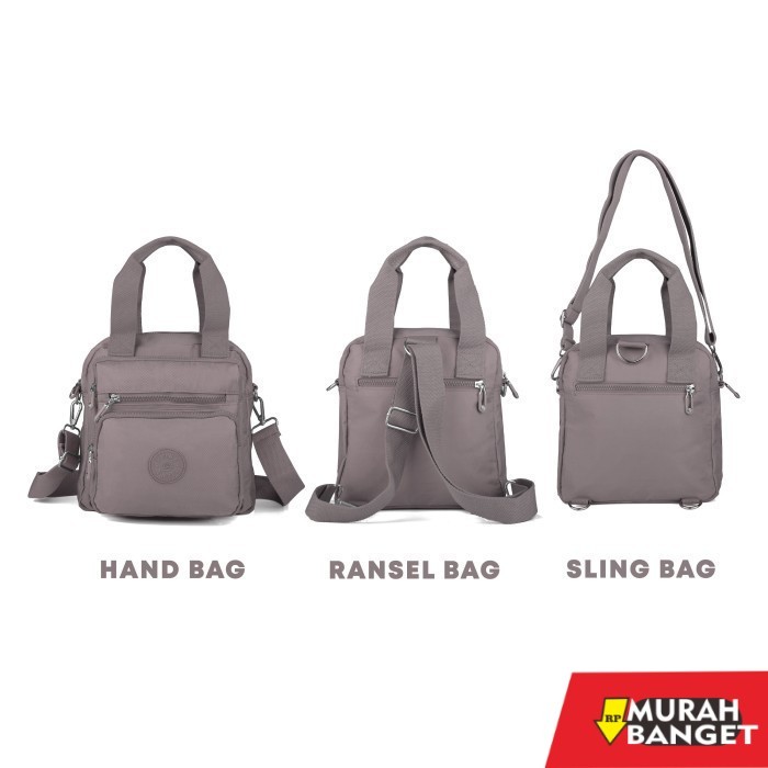 tas ransel wanita import OPIOBAGS TAS 3IN1 SELEMPANG RANSEL MINI WANITA IMPORT PIOMA MICHA - GREY