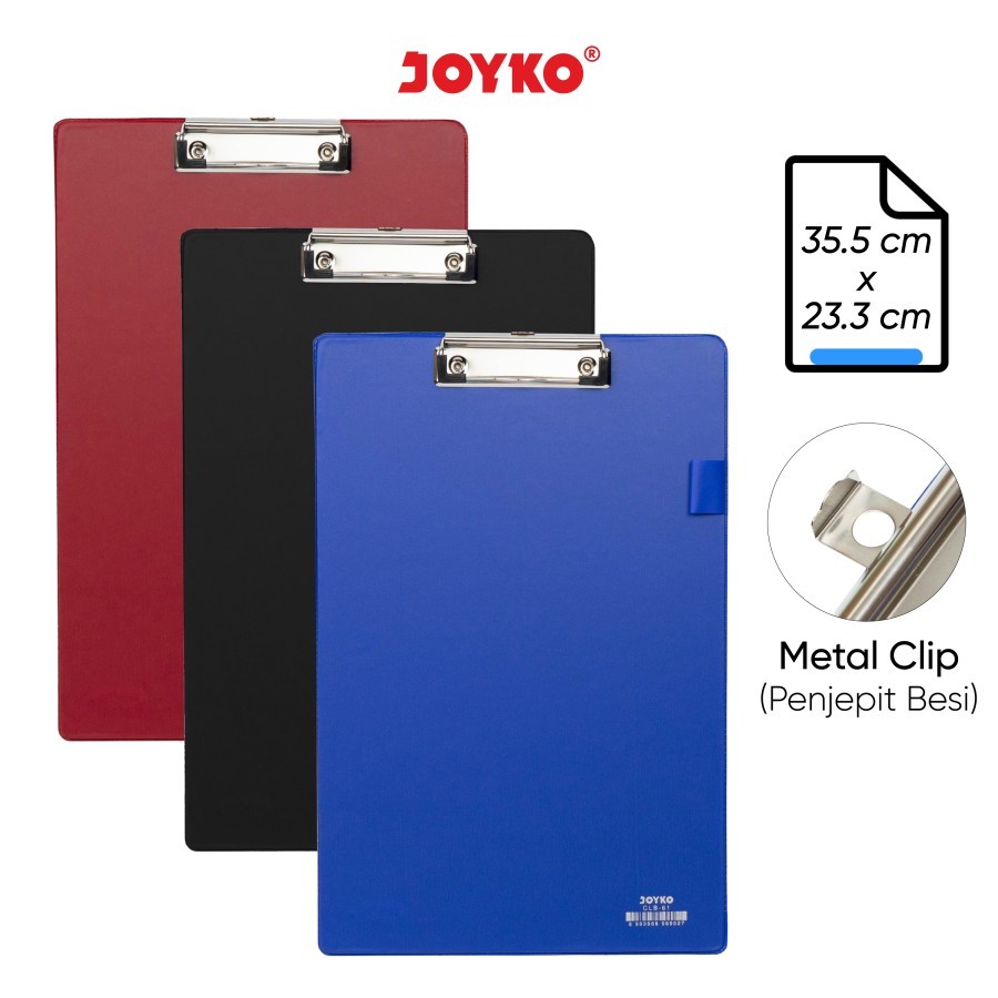 

Clipboard JOYKO CLB-61 Size F4 & A4 / Papan Jalan / Alas Tulis Ujian PVC Pen Holder
