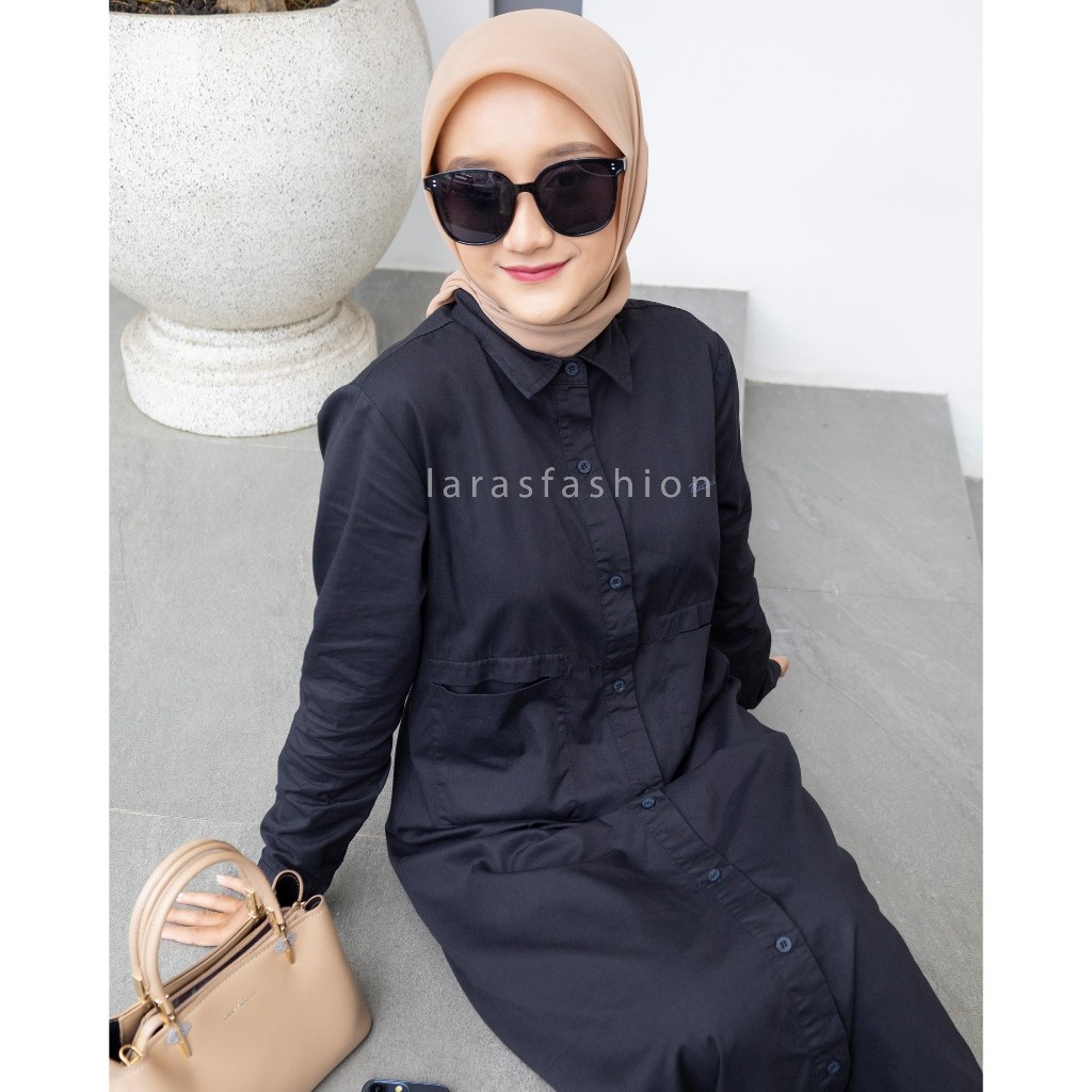 Mistiten - Long Dress Wanita Gamis Katun Hitam Misti10