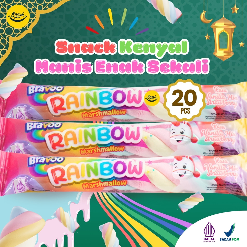 

20 PCS MARSHMALLOW RAINBOW Aneka Rasa Buah-Buahan Warna Warni