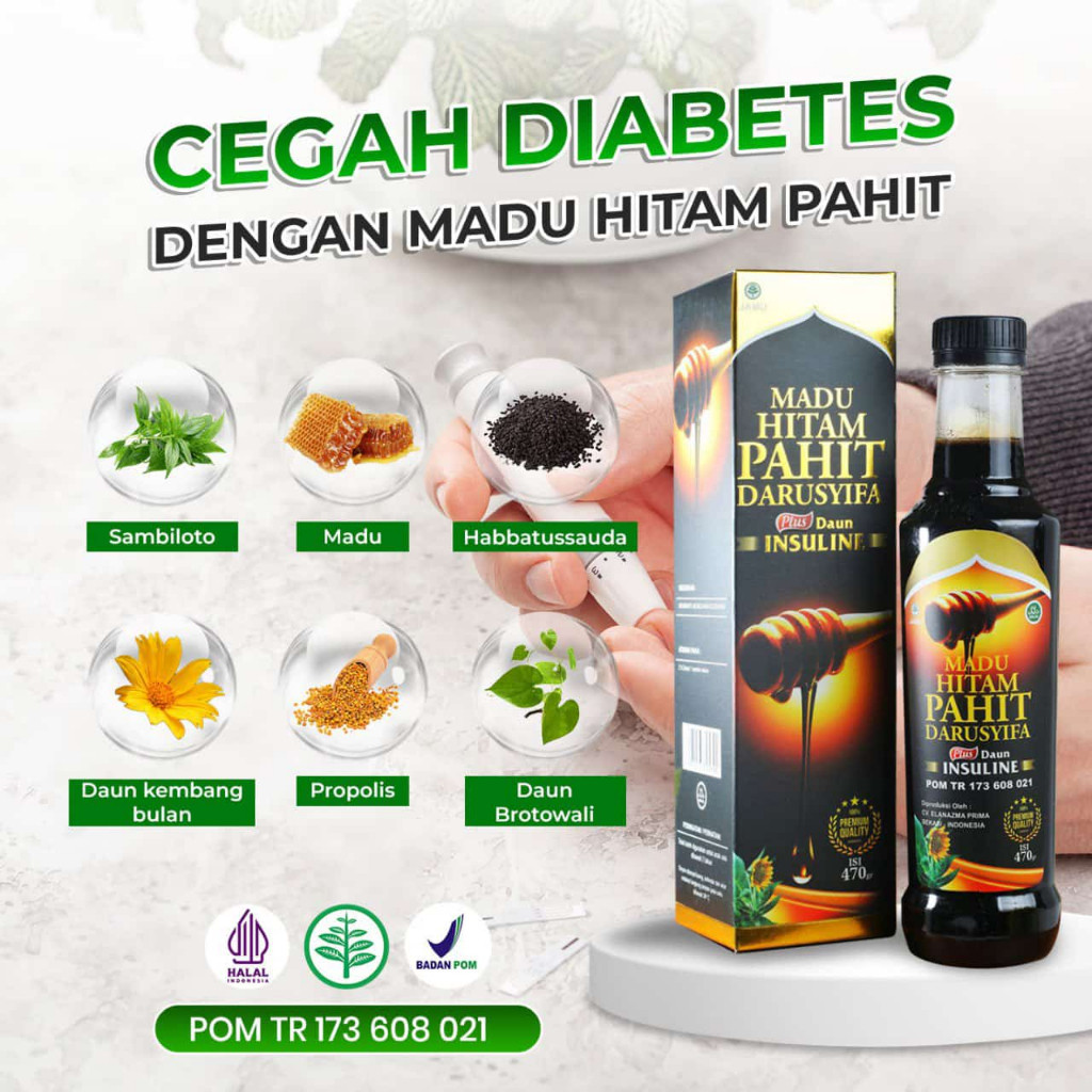 Madu Hitam Pahit Insulin Darusyifa | Madu Hitam Pahit Propolis plus Sambiloto