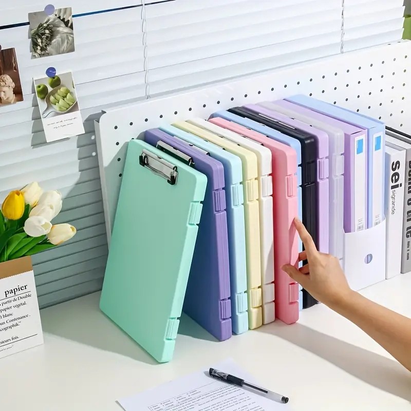 

Large-Capacity A4 Clipboards File Folder Box Sturdy Plate Clip Design Multi-functional for Efficient Paper Storage for Students