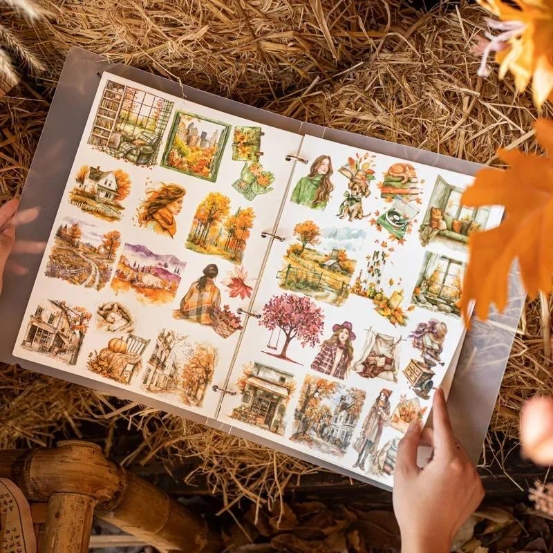 

25Pcs Sheets sticker Writing Autumn Travel Aquascape Handbook Materials Stationery package Pack Scrapbook cut 158*105mm