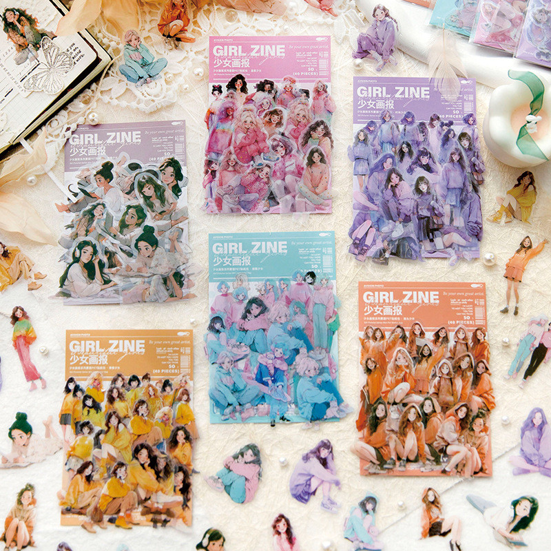 

40 Pcs/pack Cute Youth Fashion Girl Decorative Sticker Kawaii Collage Scrapbooking Label Diy Diary Album Journal Planner