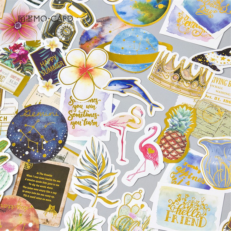 

24Pcs/pack Creative Golden Animals Plants Decoration Sticker Diy Ablum Diary Scrapbooking Label Sticker Stationery School Supply