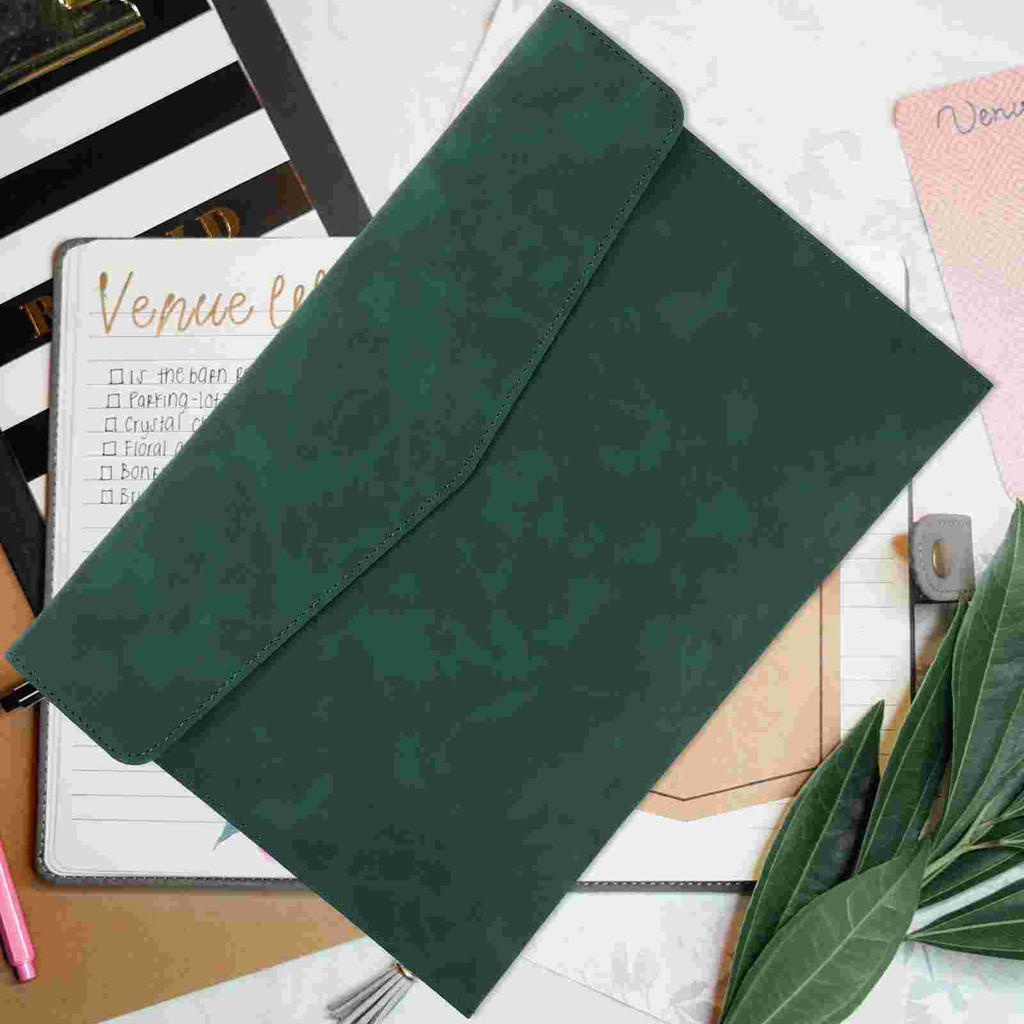 

A4 Document Storage Bag Briefcase (green) Office Bills Organizers Faux Holder Pencil File Folder Imitation Work