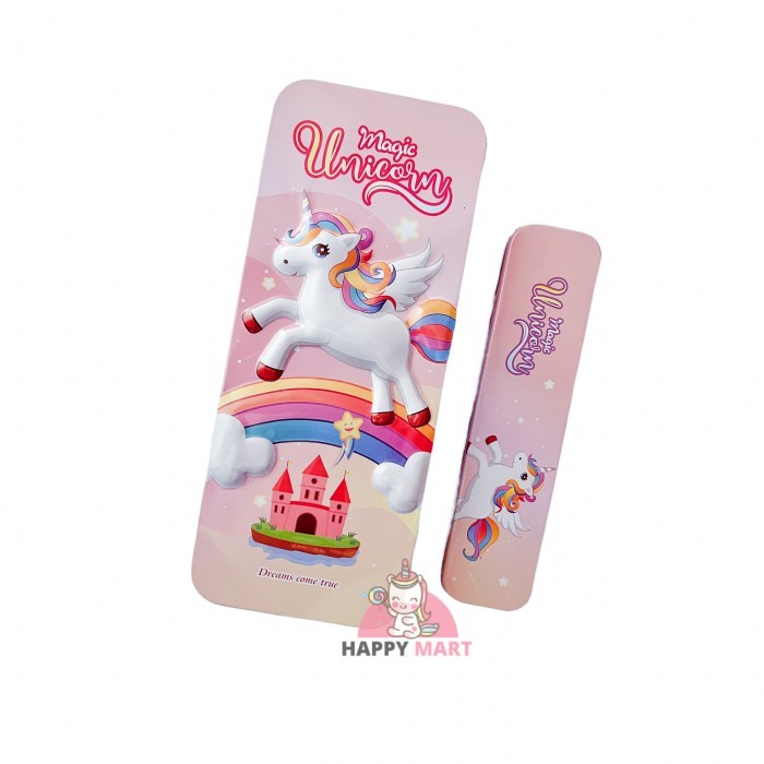

Kotak pensil unicorn premium free mini pensil box - Pink new