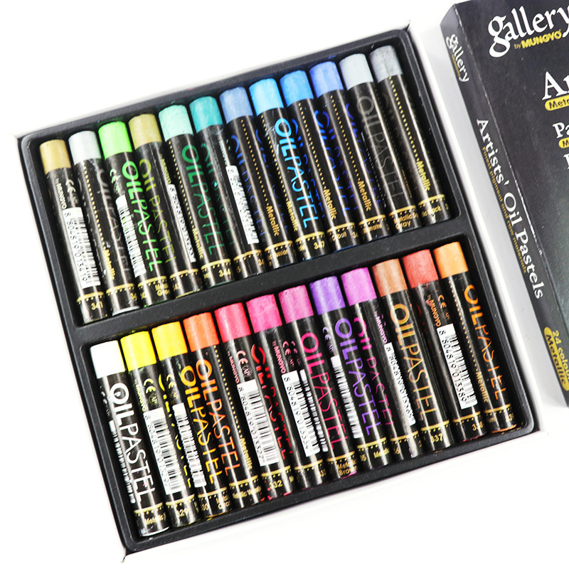 

Mungyo 12/24 Colors Fluorescent Soft Oil Pastel Dry Metallic Crayons For Drawing Color Art School Stationery Supplies