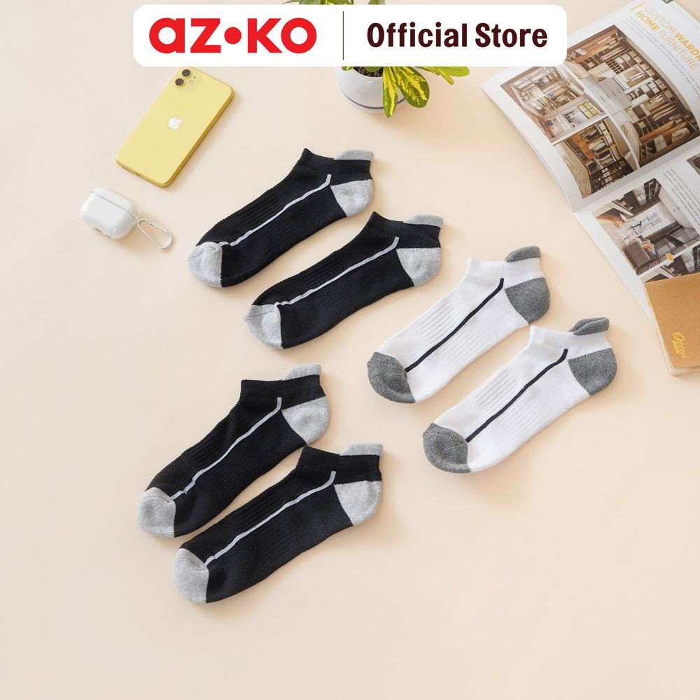 AZKO Ataru Set 3 Pasang Kaos Kaki Olahraga Pria Men Sport Socks Kaos Kaki Pendek Olahraga Kaus Kaki 