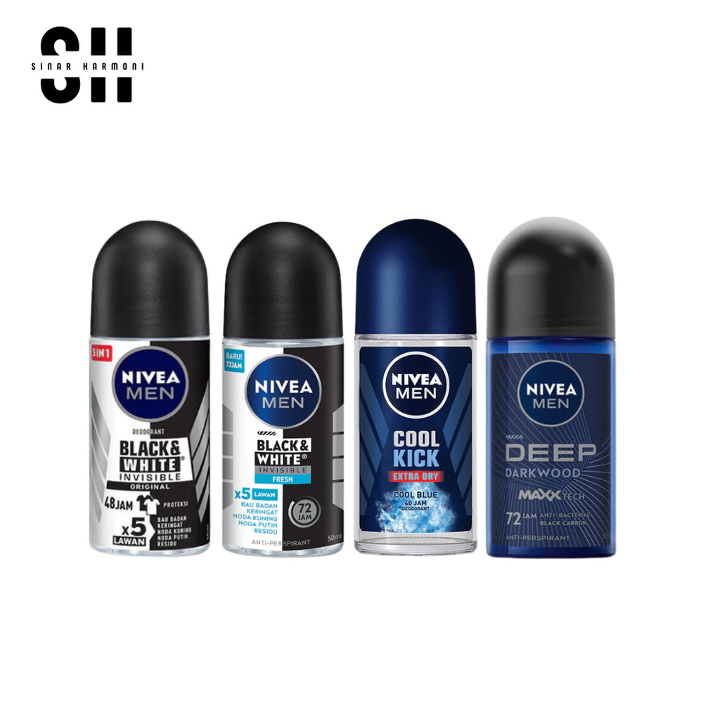 SH - NIVEA MEN - Roll On Deodorant 50 ml Cool Kick Extra Brightening Black n White