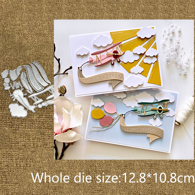 

New Design Craft Metal stencil mold Cutting Dies Cartoon biplane flag scrapbook die cuts Album Paper Card Craft Embossing