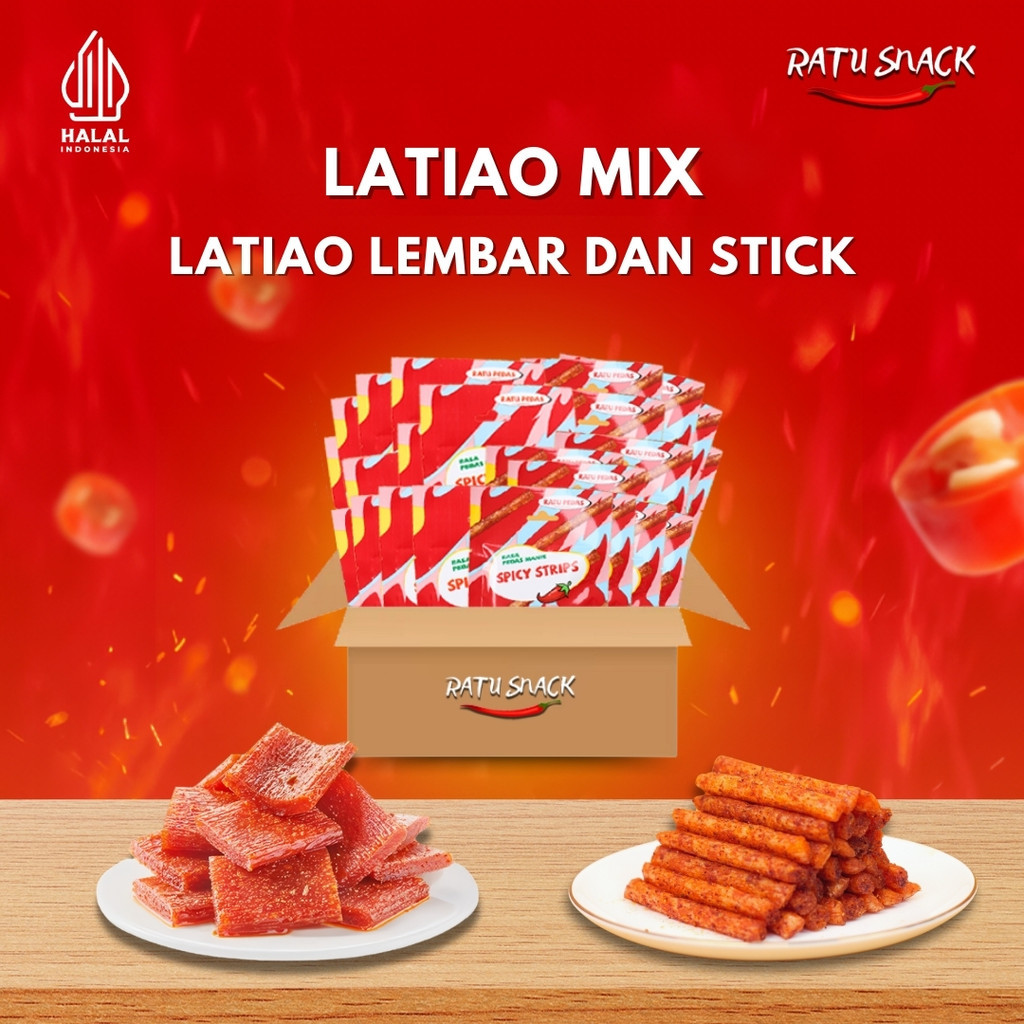 Mix/Campur  -  Snack Camilan Latiao Lembar dan Stick Pedas Manis dan Gurih