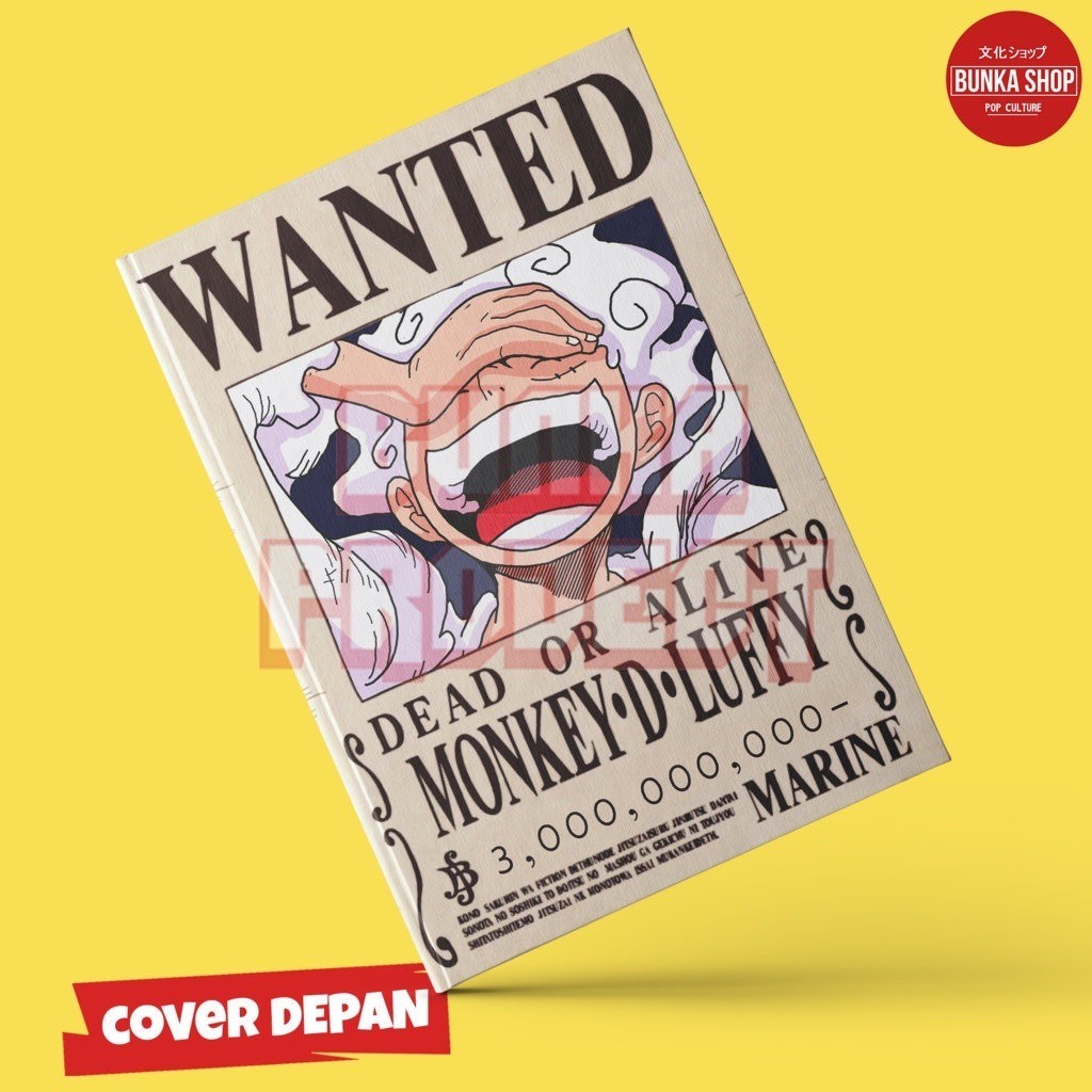 

Notebook Hardcover Anime Wanted One Piece Character Bounty Ukuran A5 Agenda Couple GIft Anniversary Valentine Kado