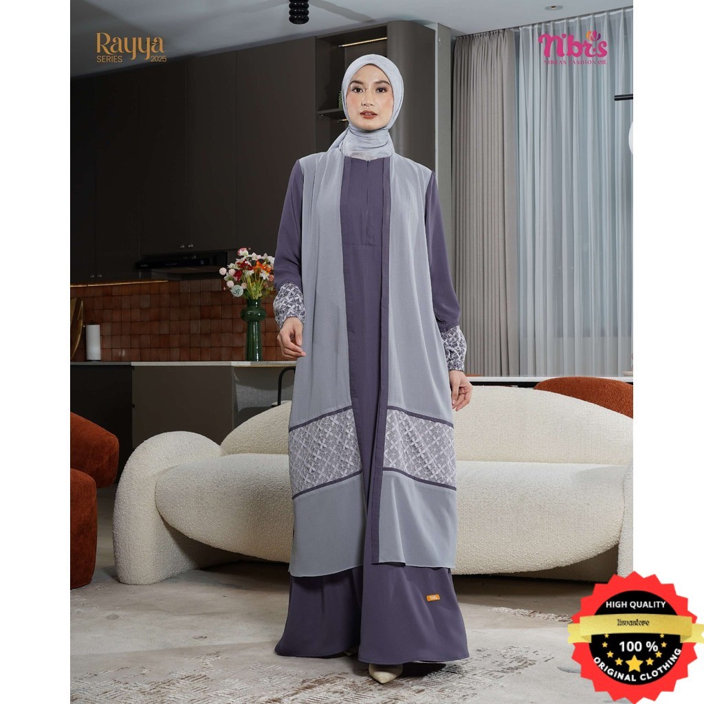 Nibras Ivory Sarimbit Lebaran Keluarga Gamis Dewasa Elagan Ivory Gamis Dress Muslim Lebaran Wanita