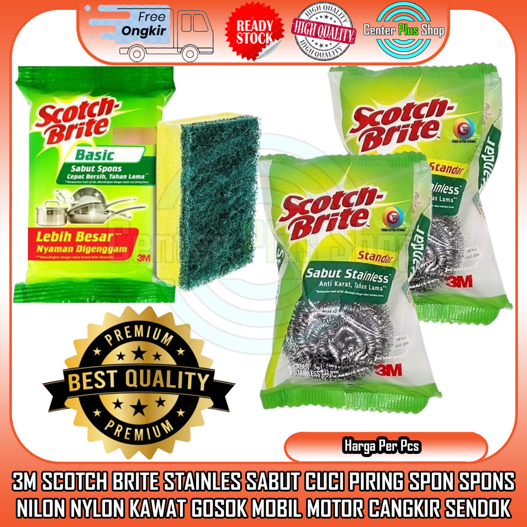 3M Scotch Brite Stainles Stainless Stenlis Stinlis Stinles Steel Sabut Cuci Piring Spon Spons Standa