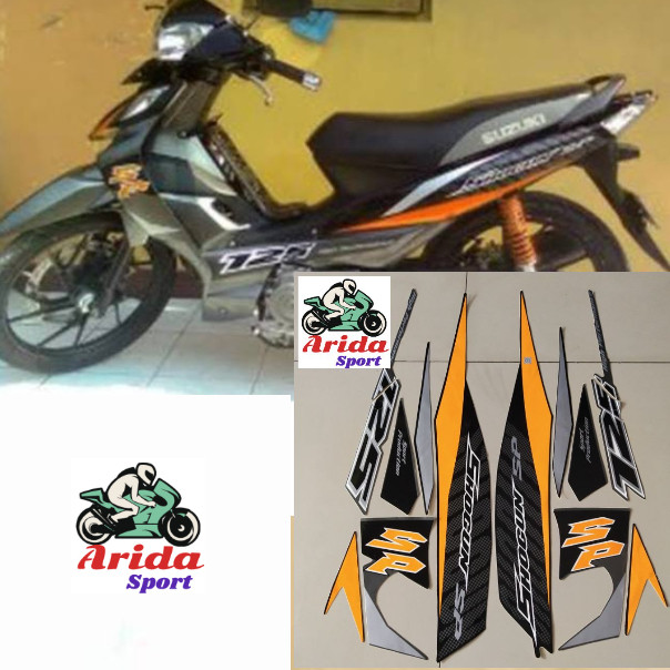 Striping Suzuki Shogun sp 125 r 2009 2010 hitam abu  list body shogun motif original