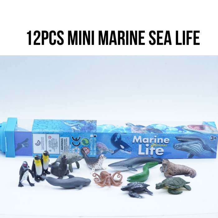 KORI 12Pcs In BOX Mini Marine Sea Life Paus Walrus Anjing Laut Penguin Gurita Penyu Belut Dugong Mai