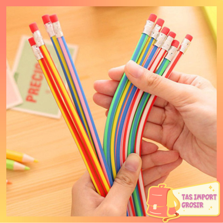 

Tas Import - S5862 Pensil Flexsible Lentur Unik Lucu / Alat Tulis Sekolah Anak Pencil Karet Inul Dapat Digulung Ditekuk Unik Lucu
