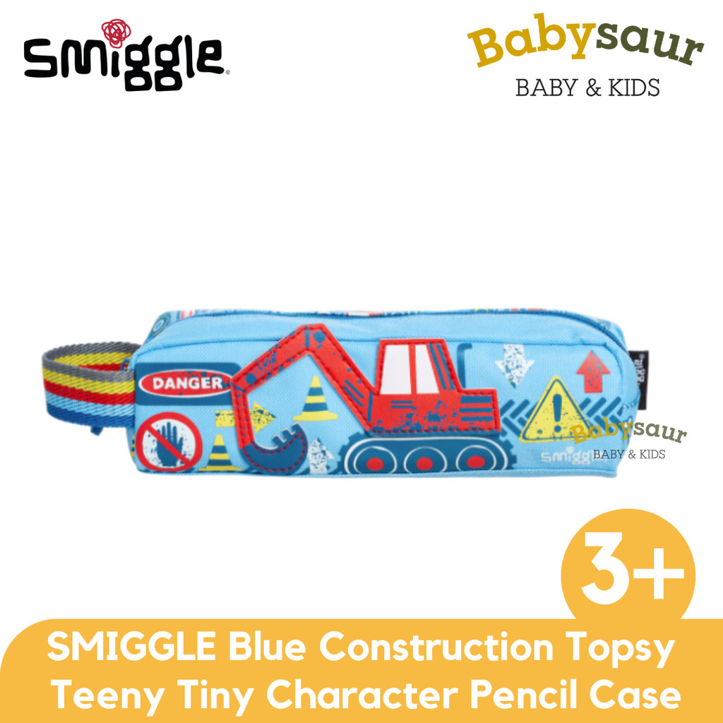 

SMIGGLE 100% Original Blue Construction Topsy Teeny Tiny Character Pencil Case Peralatan Sekolah Tempat Pensil Anak